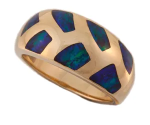 14k yellow gold Australian gem opal Inlay ring.