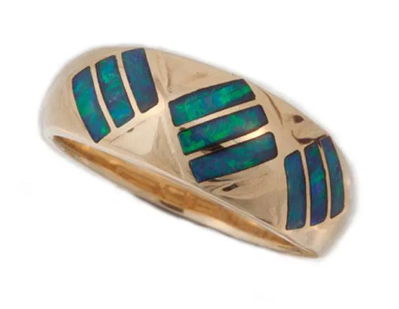 14k Yellow Gold Australian Opal Inlay Ring