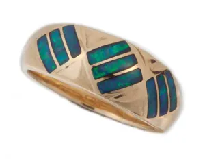 14k Yellow Gold Australian Opal Inlay Ring