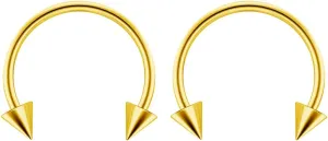2pc Surgical Stainless Steel Horseshoe Hoop 4mm Spike Circular Barbells Earrings Cartilage Helix Septum Nose Lip Rings Spike (choose Color, Gauge, Diameter)