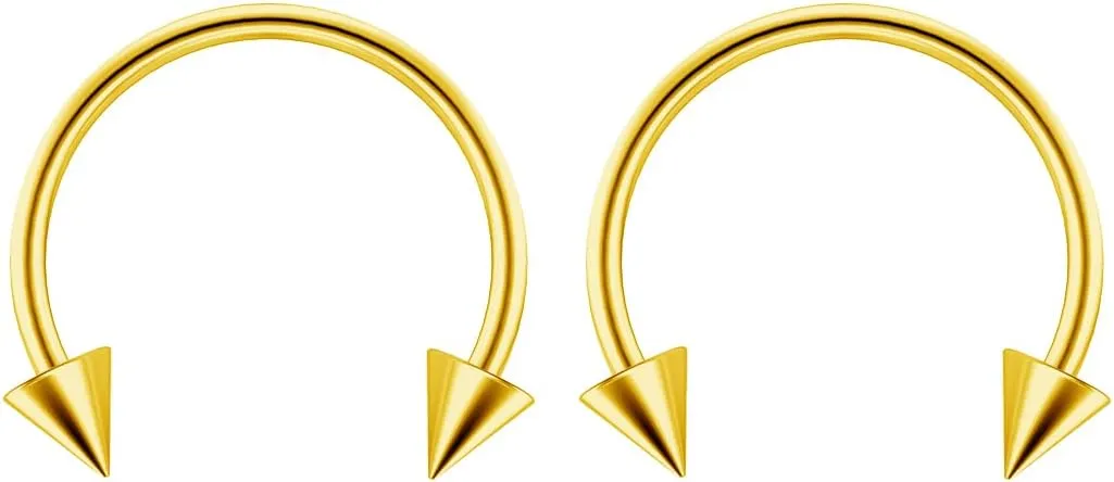2pc Surgical Stainless Steel Horseshoe Hoop 4mm Spike Circular Barbells Earrings Cartilage Helix Septum Nose Lip Rings Spike (choose Color, Gauge, Diameter)