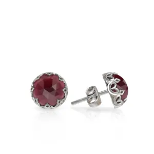 925 Sterling Silver Garnet Studs Earrings for Women - Sterling Silver Earrings Studs - January Birthstone Earrings - Garnet Earrings for Women - Minimalist Earrings for Women