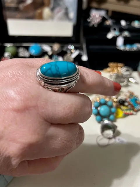 Assorted turquoise size 8 western style rings