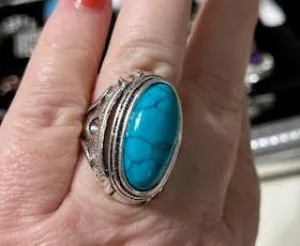 Assorted turquoise size 8 western style rings