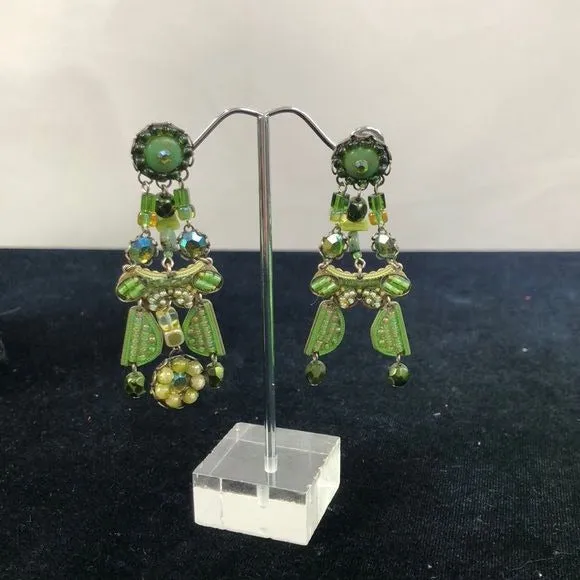 Ayala Bar Green Beaded Necklace/Dangle Earrings