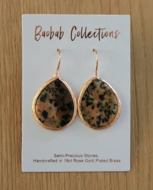 Baobab - Small Tiger Jasper Earring 18ct Rose Gold Plate