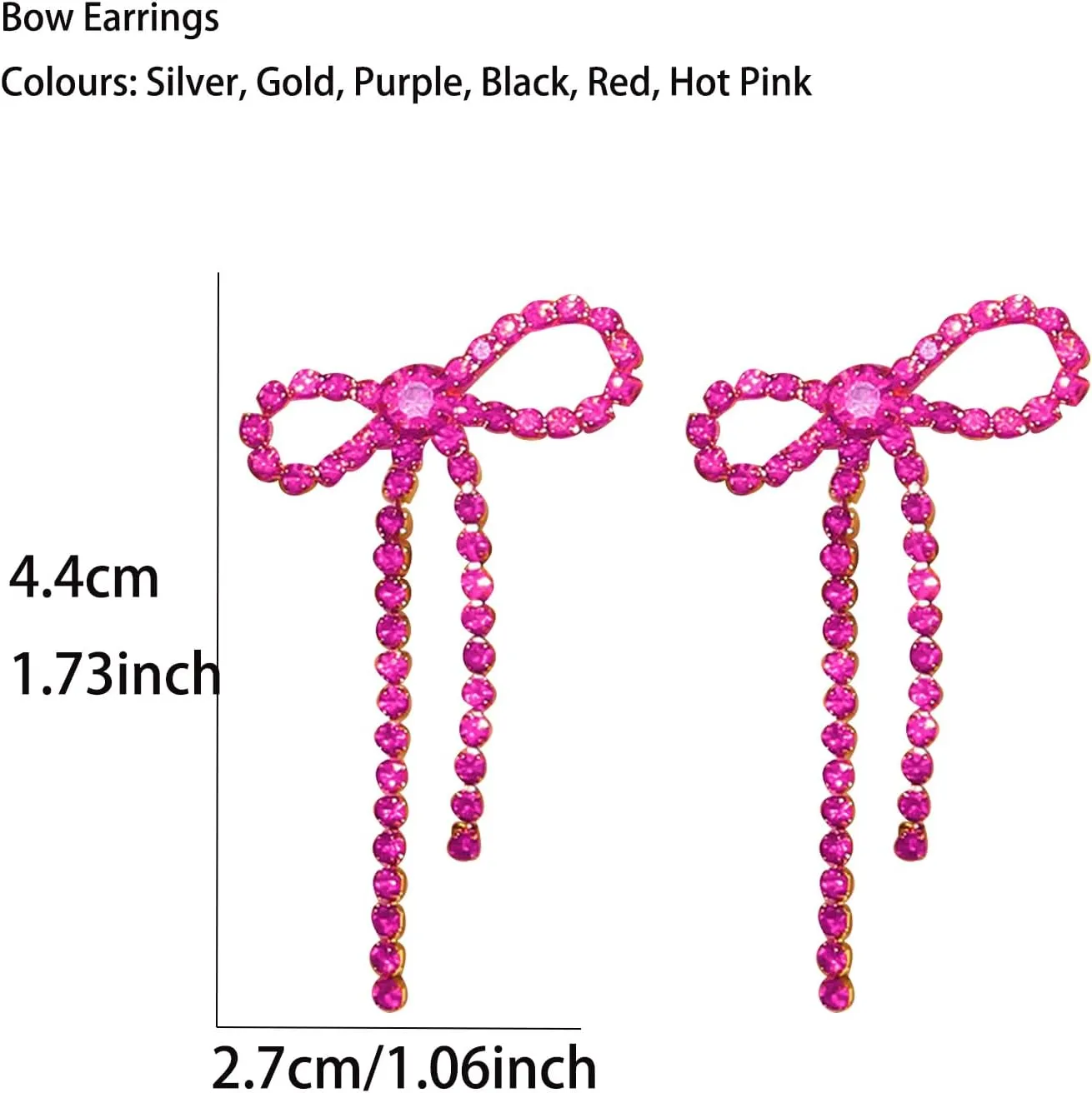 Black Bow Earrings for Women Trendy Black Earrings Rhinestone Dangling Sparkly Wedding Earings for Brides Bow Jewelry