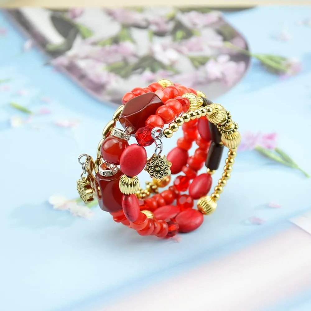 Boho Multilayer Irregular Agate Beads Charm Bracelets for Women Vintage Jade Stone Man Bracelets Yoga Bangles Ethnic Jewelry