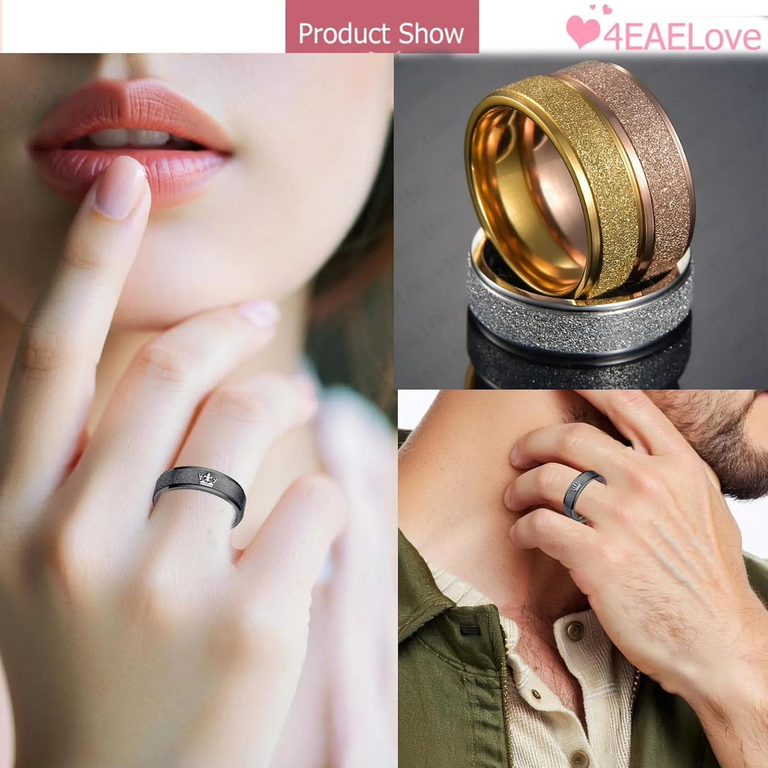 Customize Crown Couples Rings Her King His Queen Promise Ring Inside Can Engraved Band Rings Wedding Rings Titanium Stainless Steel 8mm 6mm 6-13#