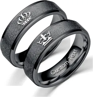 Customize Crown Couples Rings Her King His Queen Promise Ring Inside Can Engraved Band Rings Wedding Rings Titanium Stainless Steel 8mm 6mm 6-13#