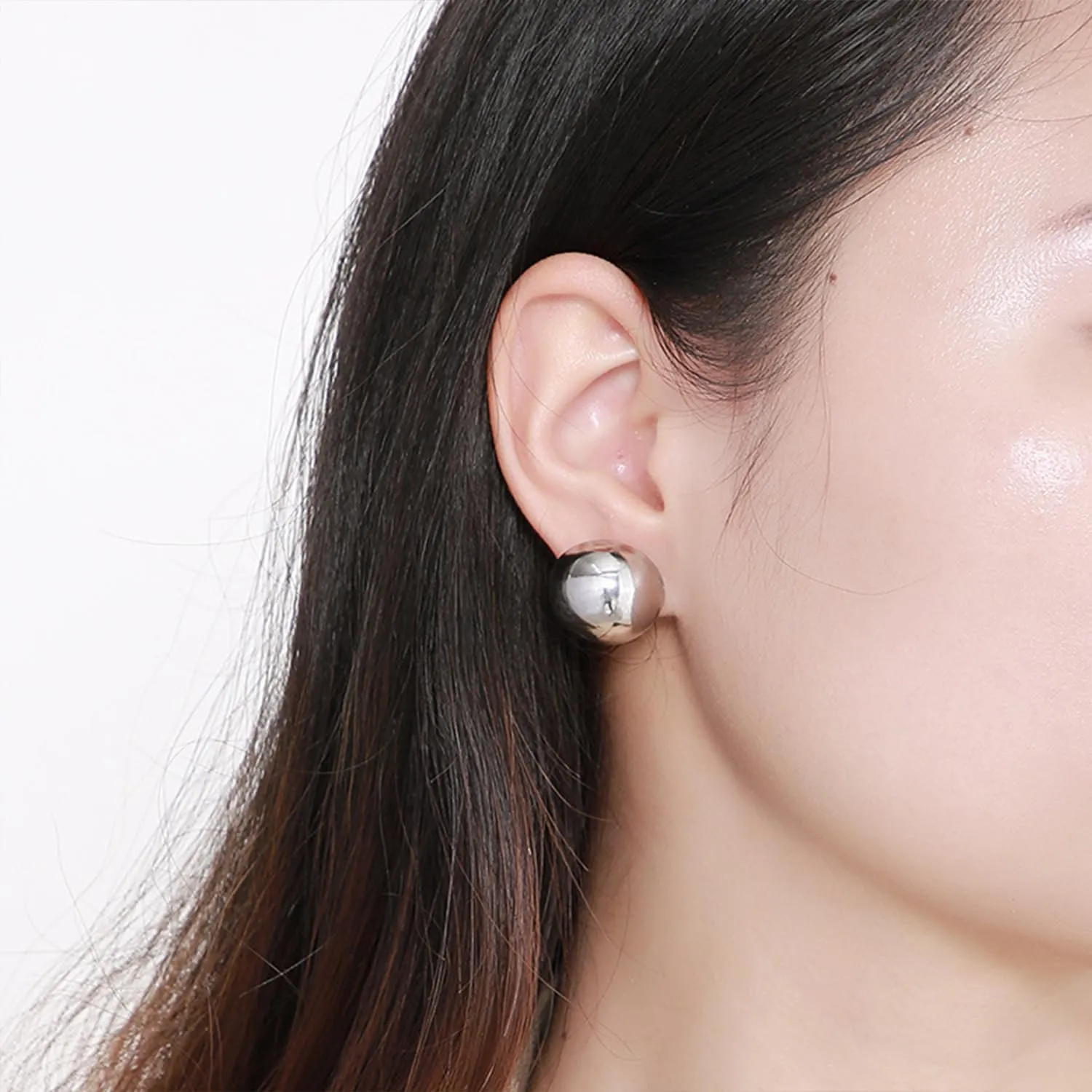 Dainty Half Ball Earrings for Women Gold Heart Stud Earrings Silver Ball Earrings Half Ball Dome Stud Earrings Birthday Party Jewelry for Women