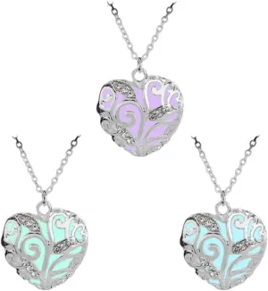 Glow In The Dark Necklace Woman Luminous Magical Fairy Crystal Necklace Pendant Fluorescent Jewelry Women Blue Green Purper Light PTPNU1221