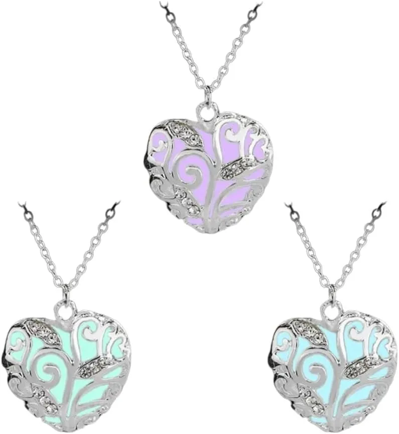 Glow In The Dark Necklace Woman Luminous Magical Fairy Crystal Necklace Pendant Fluorescent Jewelry Women Blue Green Purper Light PTPNU1221