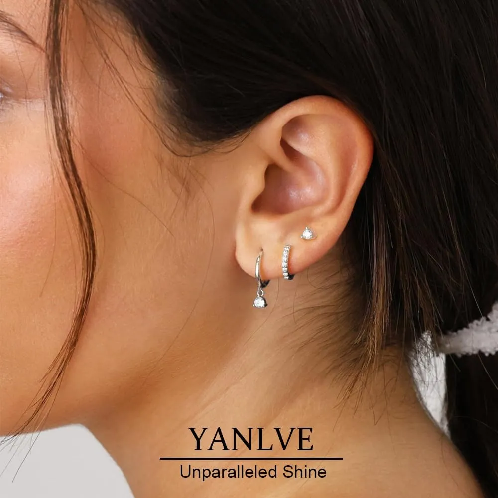 Gold Earrings for Women Trendy Set of 3 Pair Dainty Gold Dangle Small Hoop Stud Earrings for Women 14K Gold Plated Huggie Hoop Earrings for Women Cartilage Second Hole Earrings Stack for Women