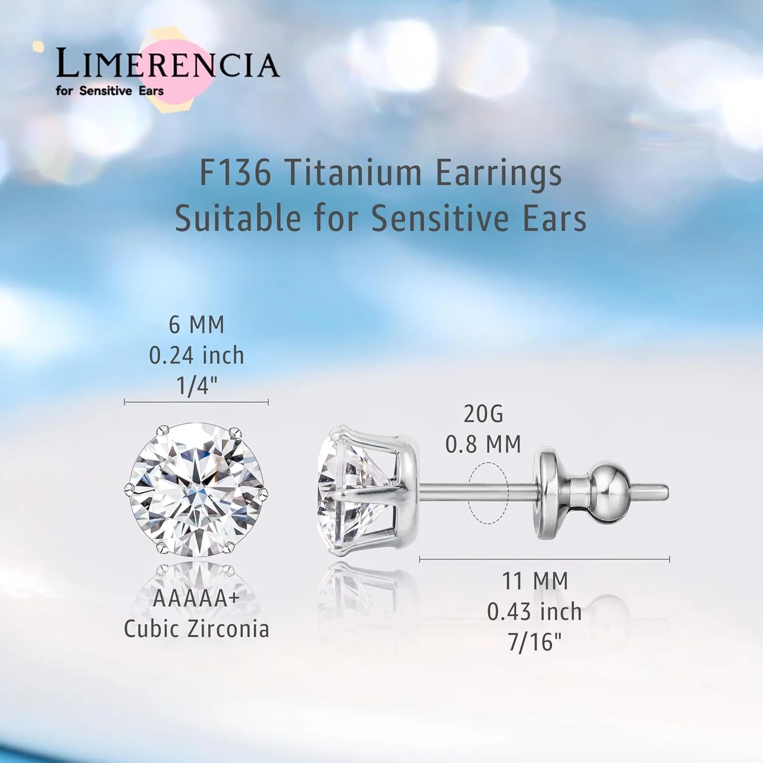 limerencia Pure Titanium Stud Earrings F136 Implant Grade Hypoallergenic Earrings Birthstone Stud Earrings Jewelry Gifts for Women