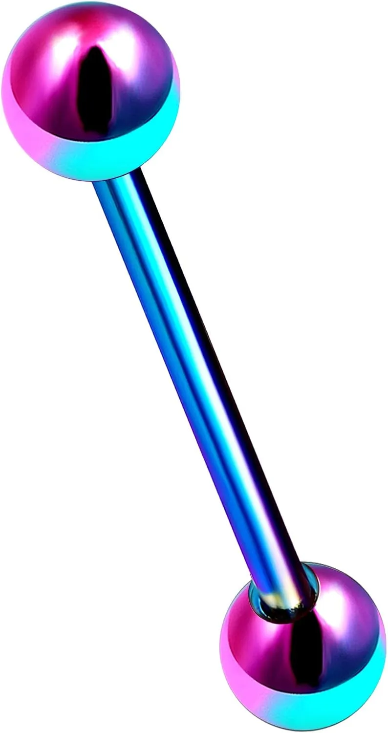 MATIGA Anodized Titanium 14 gauge Barbell Tongue Piercing Jewelry Nipple with two 5mm Ball More Choices