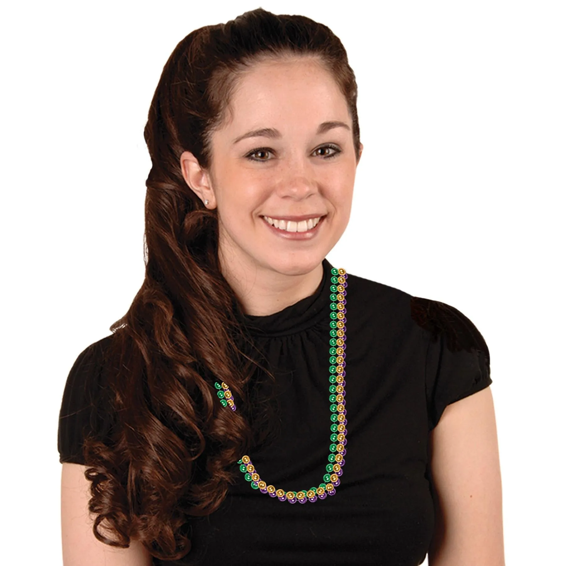 Party Bead Necklaces - Small Round, assorted gold, green, purple