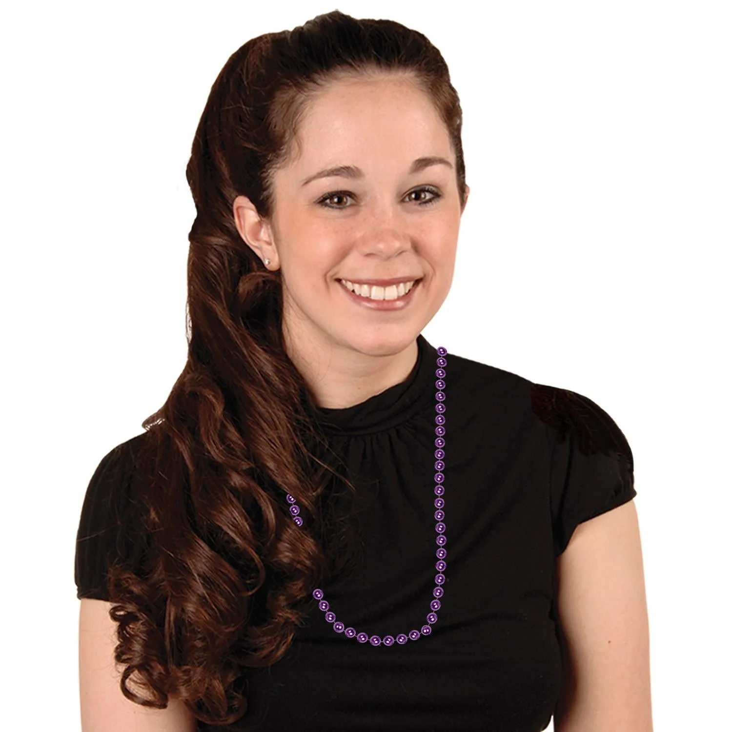 Party Bead Necklaces - Small Round, assorted gold, green, purple