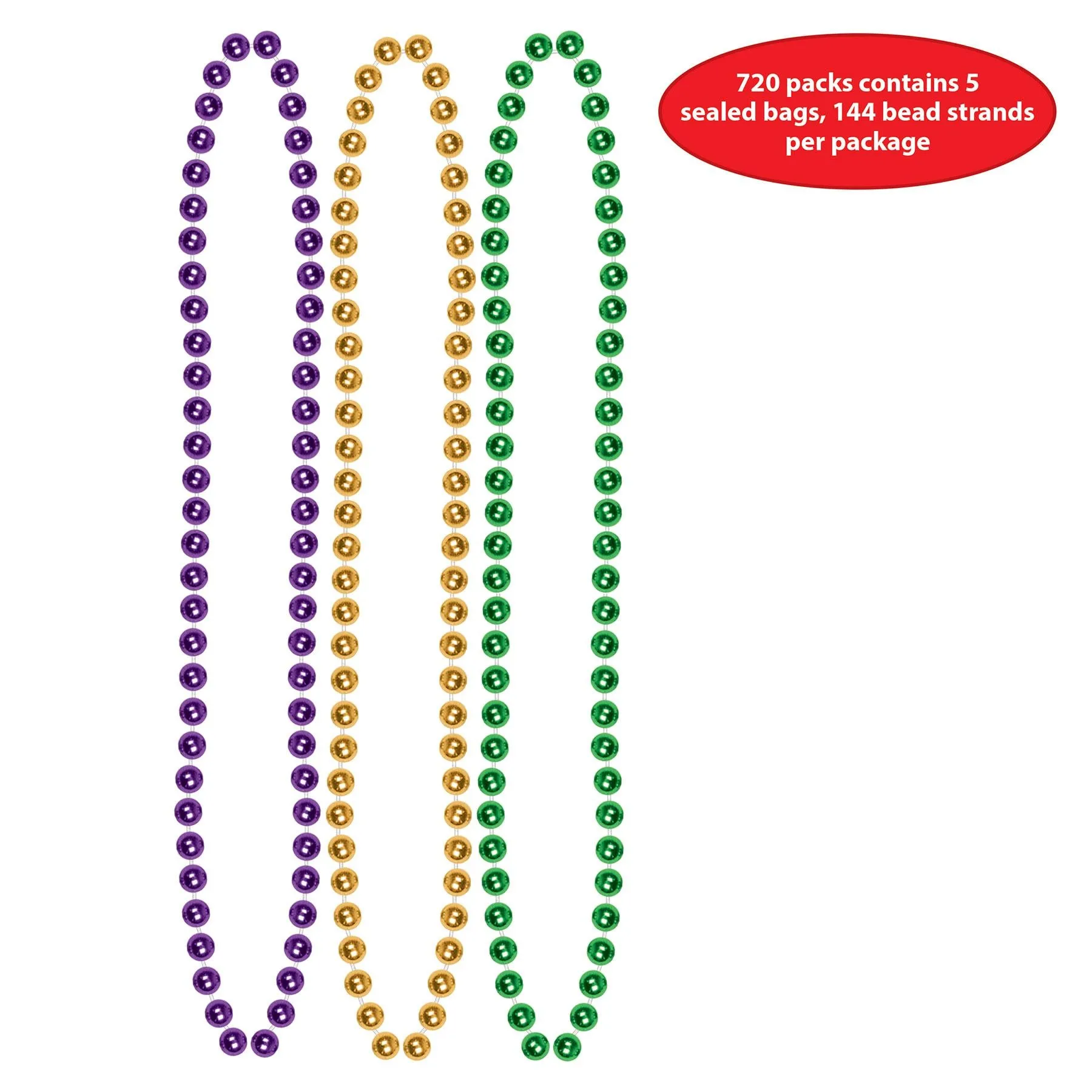 Party Bead Necklaces - Small Round, assorted gold, green, purple
