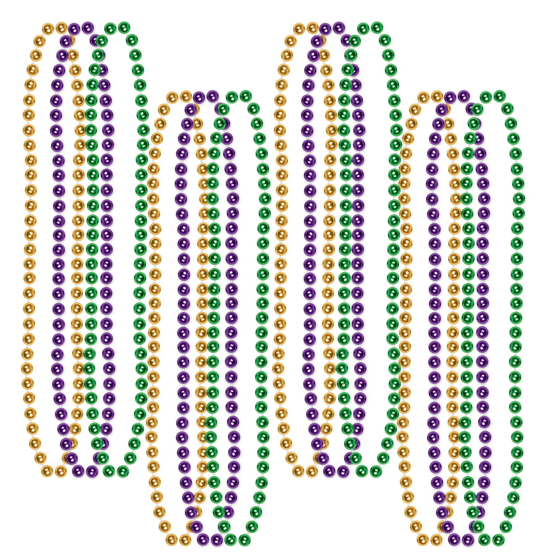 Party Bead Necklaces - Small Round, assorted gold, green, purple