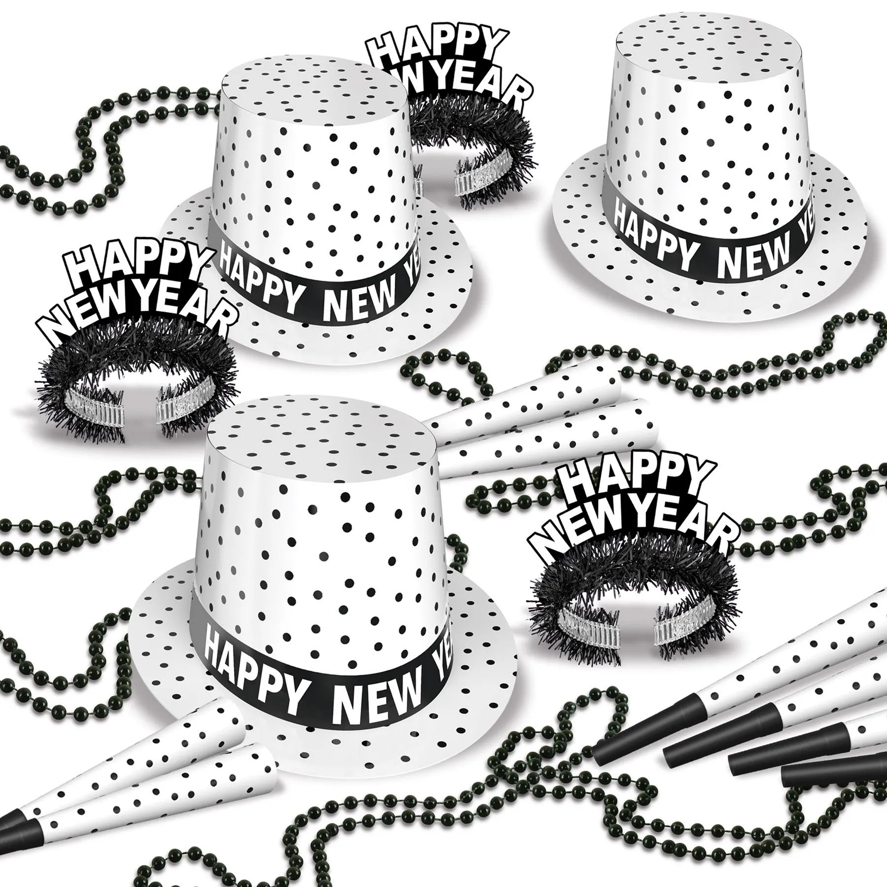 Party Bead Necklaces - Small Round black (12 per Package)