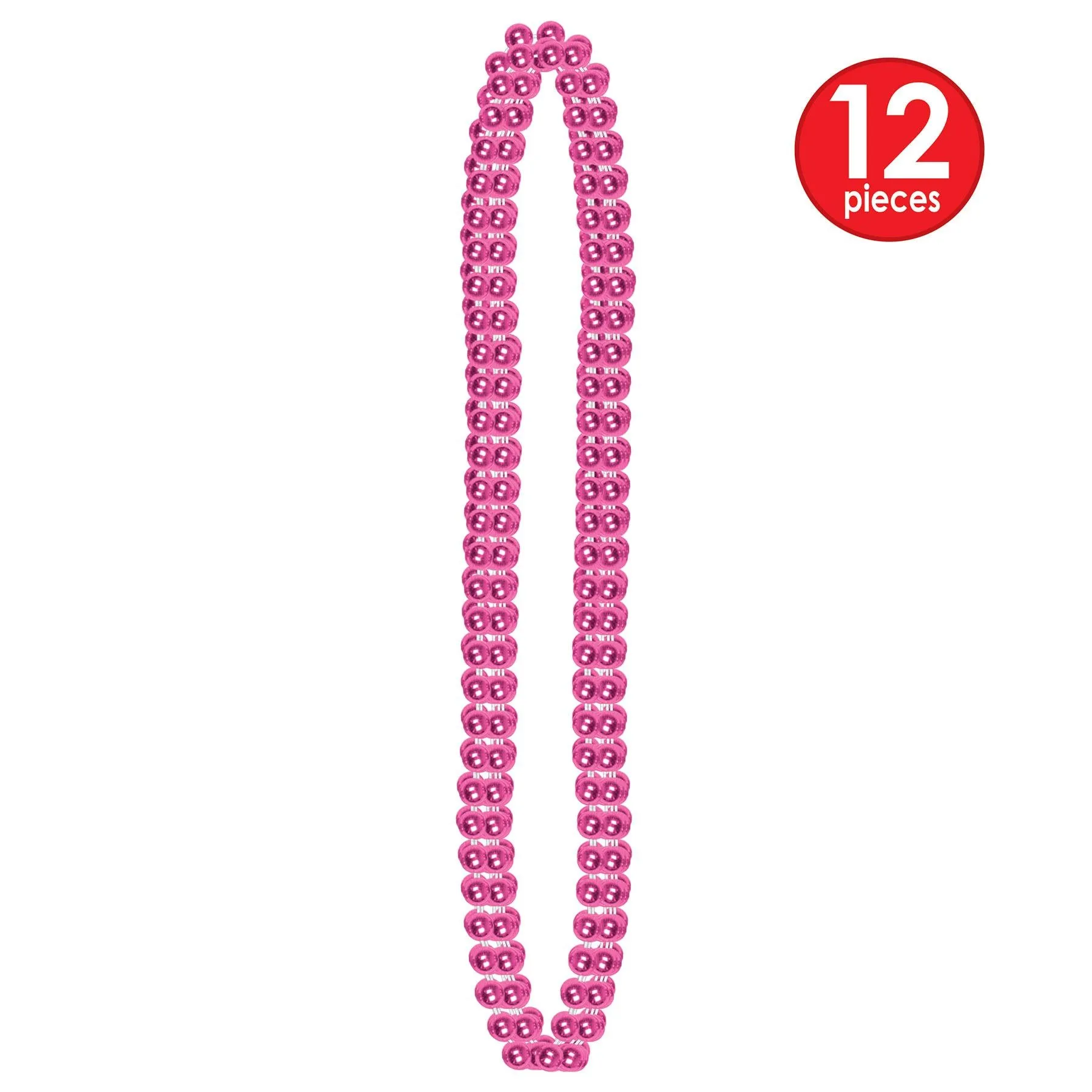Party Bead Necklaces - Small Round cerise (12 per Package)