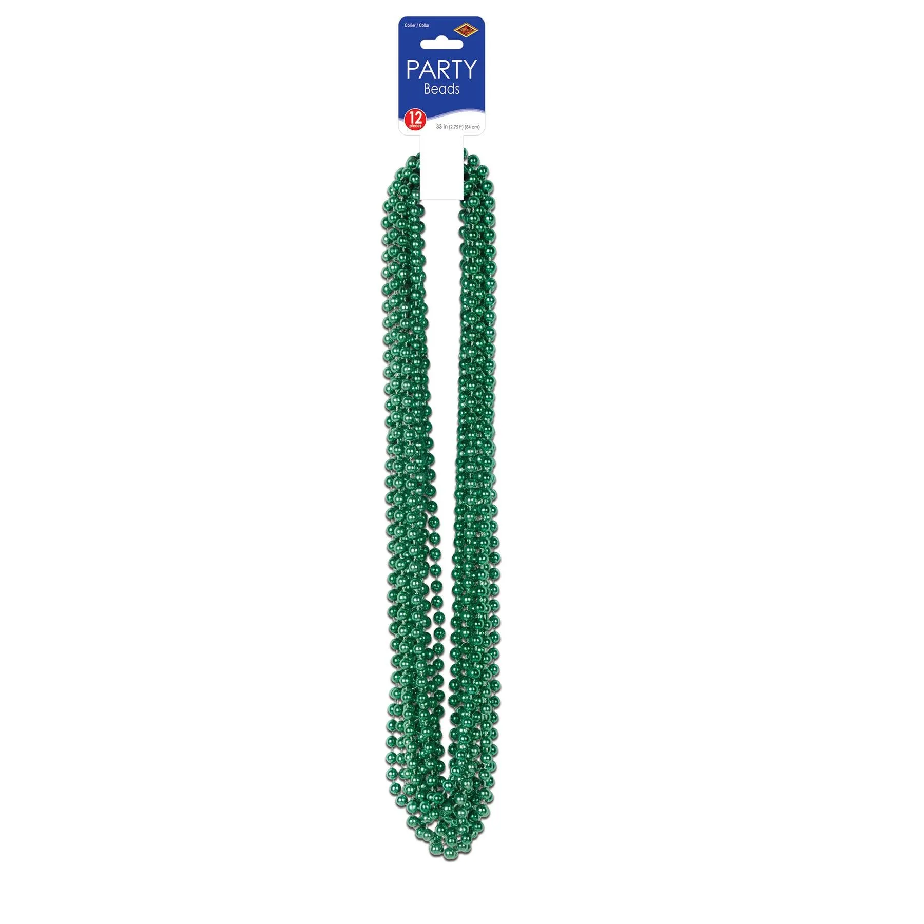 Party Bead Necklaces - Small Round green (12 per Package)