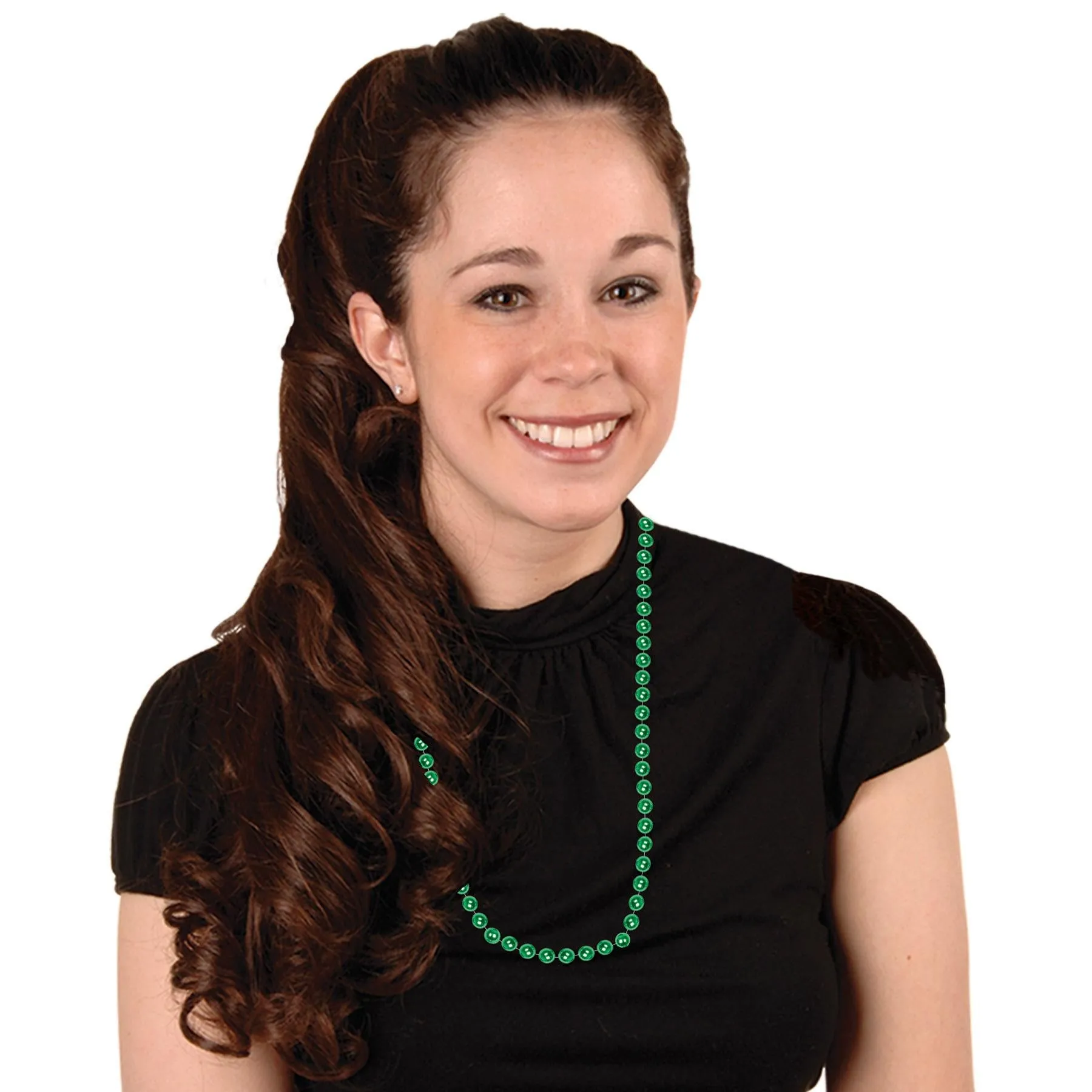 Party Bead Necklaces - Small Round green (12 per Package)