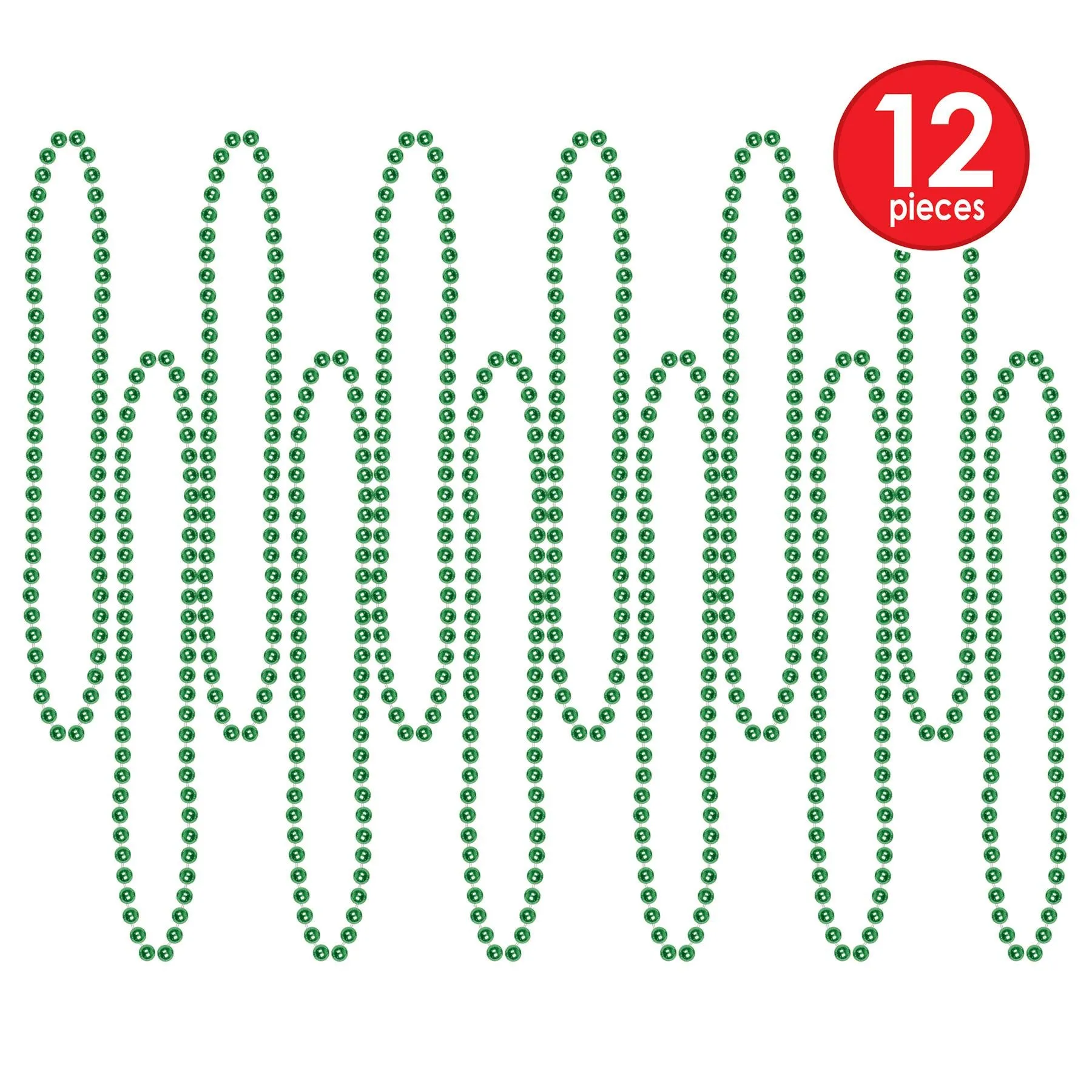 Party Bead Necklaces - Small Round green (12 per Package)