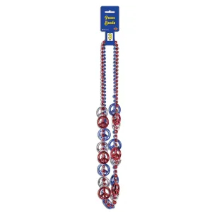 Patriotic Peace Sign Bead Necklaces (3 per Package)
