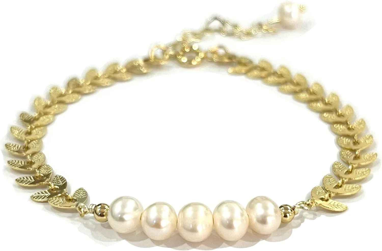Pearl Bracelets for Women Dainty 14K Gold Bracelet Boho Charm Beaded Bracelets Chain Link Friendship Bracelet Unique Jewelry Gifts for Women