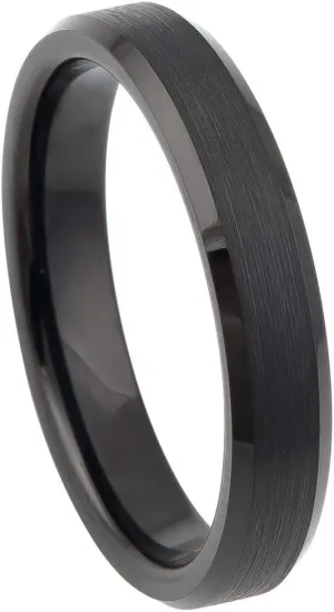 Personalized Laser Engraving Ring for Men and Ring for Women Tungsten Band Rings 4mm Flat Brushed Center High Polished Beveled Edge Wedding Band Ring Ideal Rings for Couples