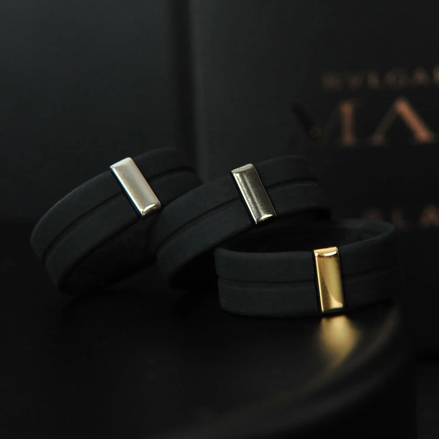 Rinfit Silicone Wedding Band Men - Rubber Ring Men with Stainless Steel Metal Line - MetalBar/SteelLine Patented Design