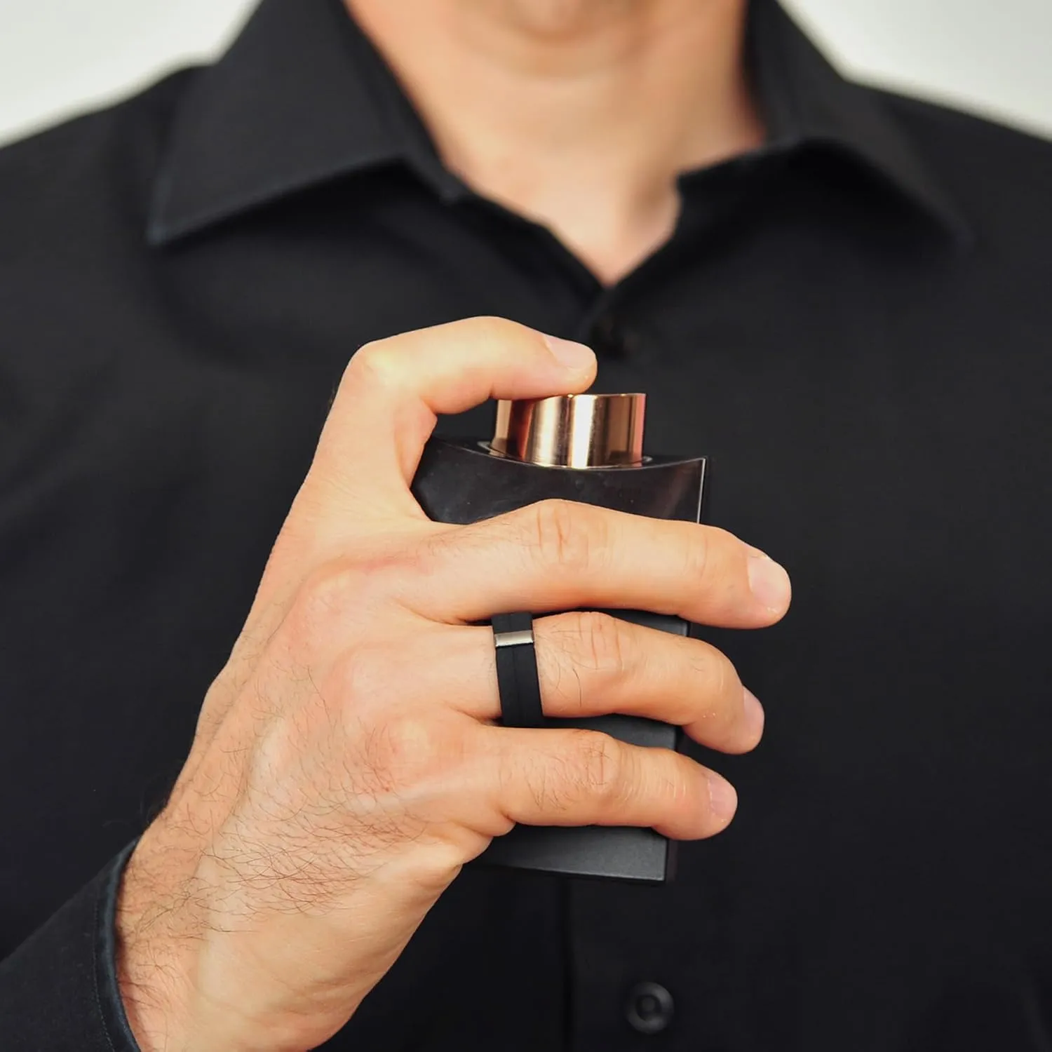 Rinfit Silicone Wedding Band Men - Rubber Ring Men with Stainless Steel Metal Line - MetalBar/SteelLine Patented Design