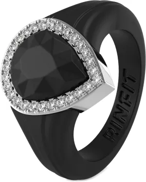 Rinfit Womens Silicone Wedding Ring - Anniversary Ring Women - Promise Rings for Her with Pear Metal Frame & Cubic Zirconia Stones - Patented Design