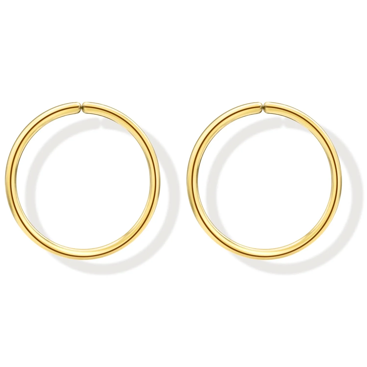 Small Gold Sterling Silver Huggie Hoop Earrings for Women Cartilage Nose Helix Tragus (Gold, 6mm 24 gauge / 1 pair)