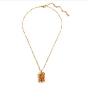 Tan Animal Print Charm Necklace