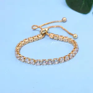 Tennis Bracelets for Women Men Adjustable Charm Link Bracelet 14K Gold Plated Dainty Multicolor Cubic Zircon Bracelets for Teen Girls Crystal Friendship Bracelets Jewelry
