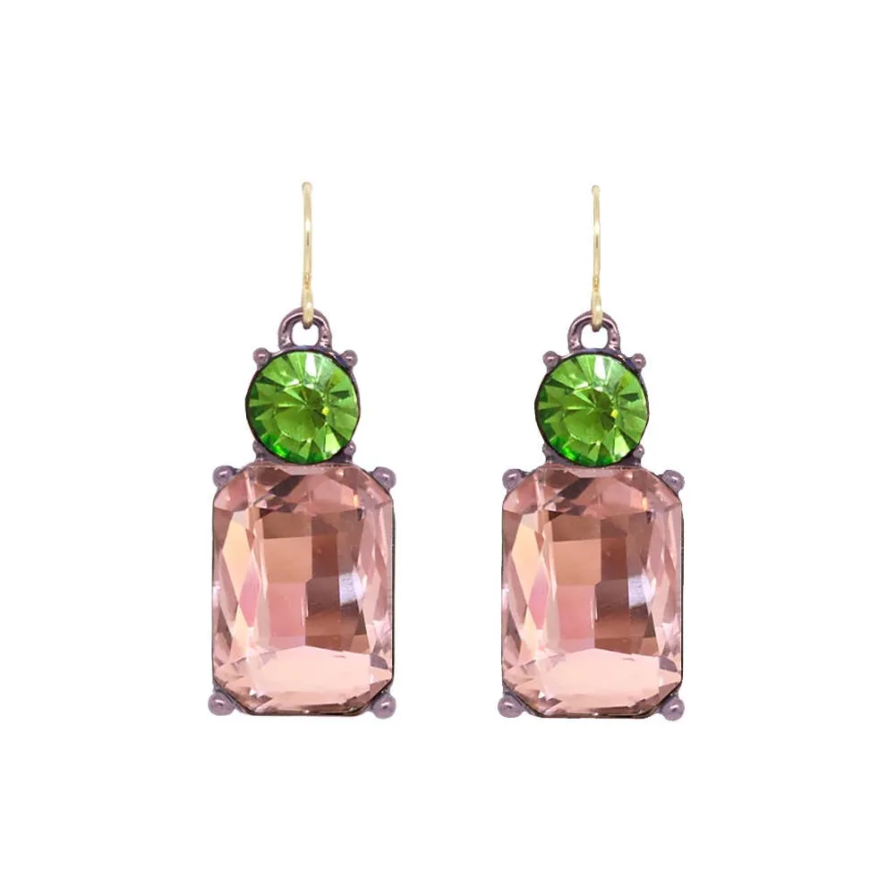 Twin Gem Earring in Pink & Green
