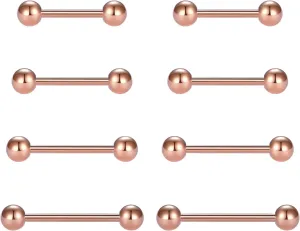 VCMART Nipple Rings Tongue Rings Stainless Steel 14G Straight Barbells Piercing Jewelry 12mm,14mm,16mm,18mm