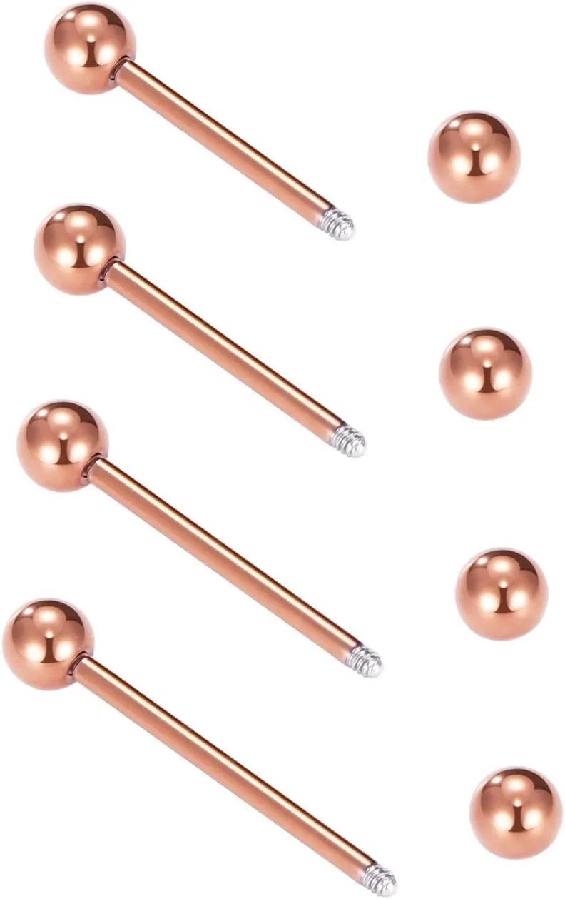 VCMART Nipple Rings Tongue Rings Stainless Steel 14G Straight Barbells Piercing Jewelry 12mm,14mm,16mm,18mm