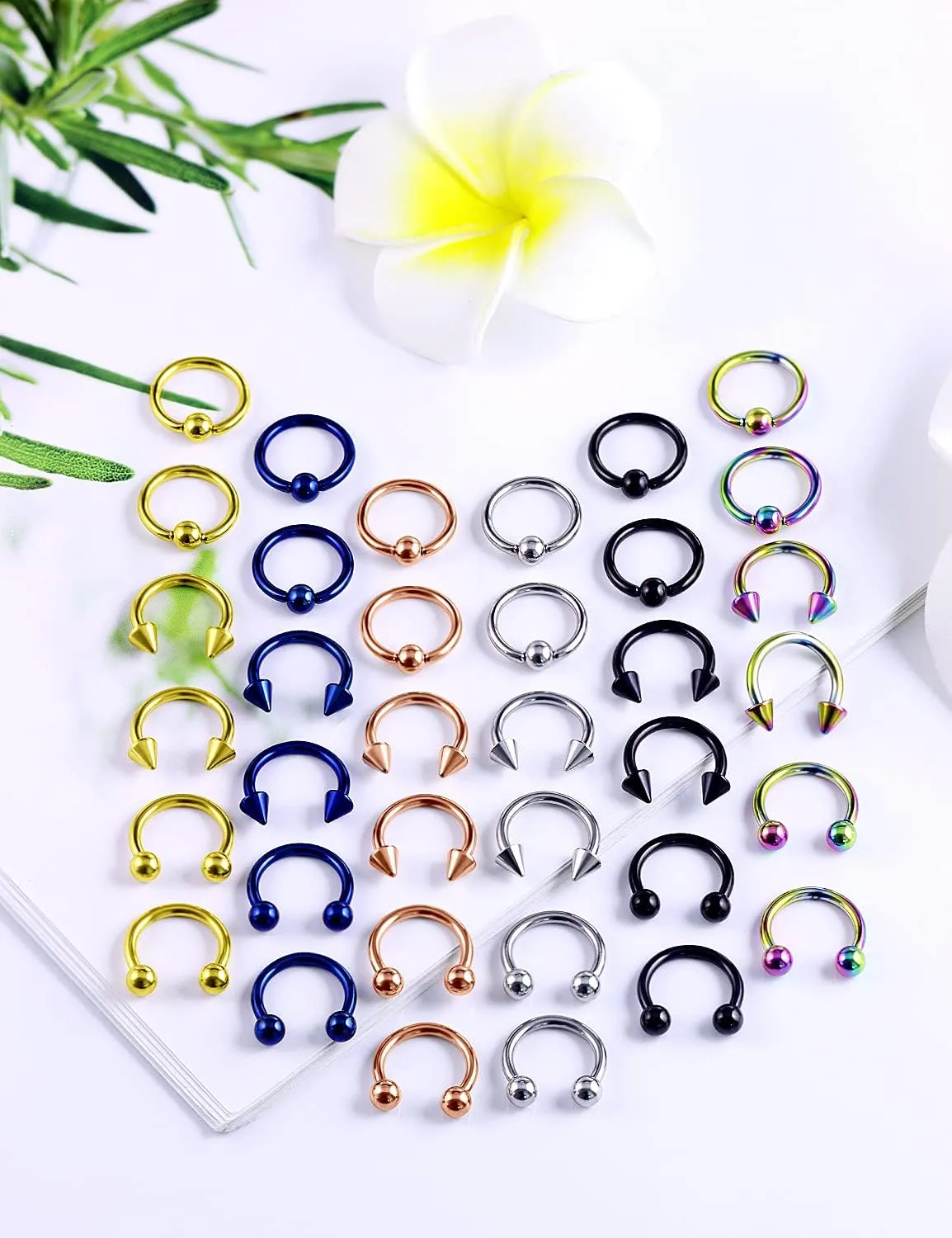 Vsnnsns 12G & 16G Septum Rings - Surgical Steel Septum Piercing Jewelry Horseshoe & Snake Bite Rings, Daith Rook Earrings for Women & Men