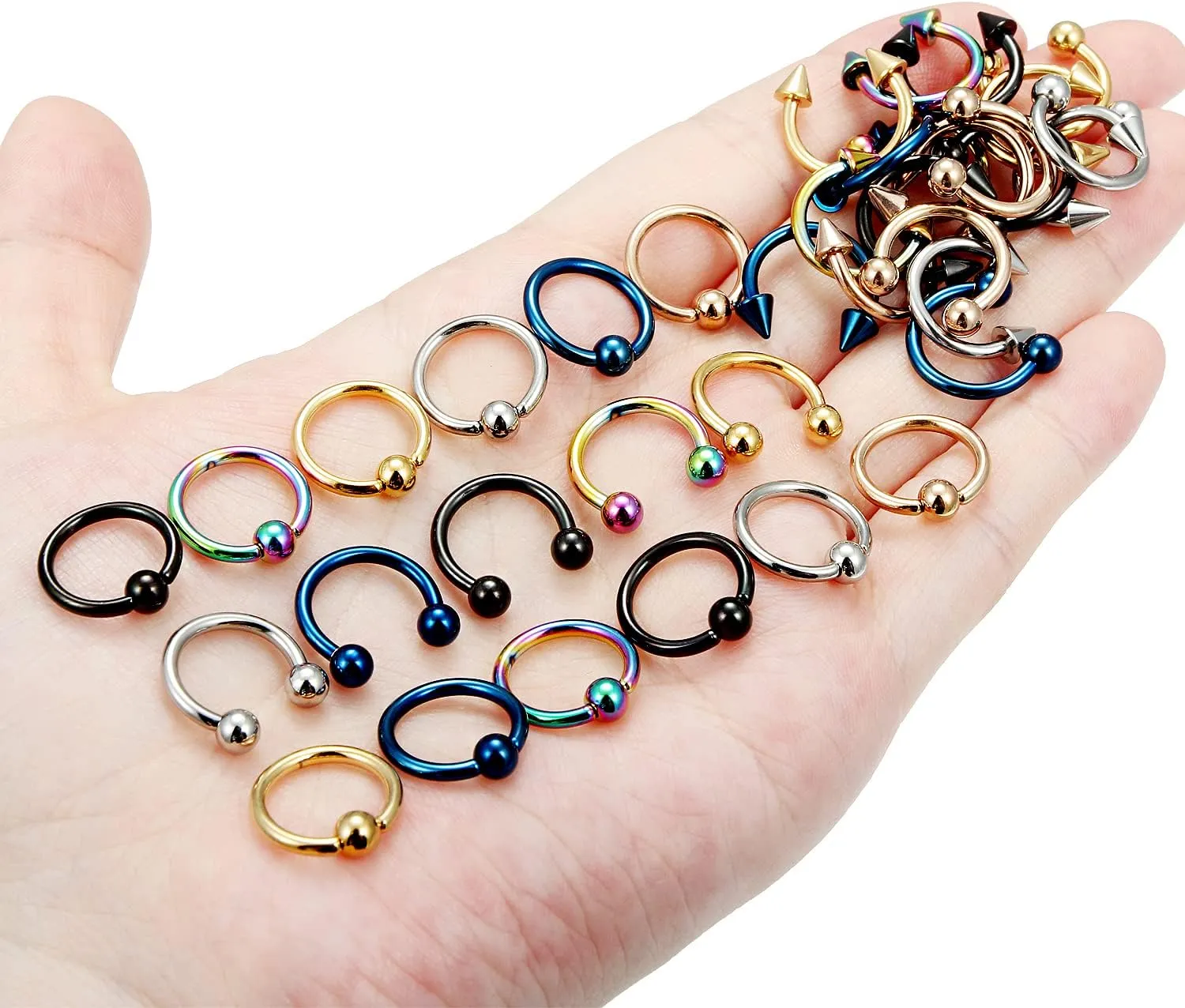 Vsnnsns 12G & 16G Septum Rings - Surgical Steel Septum Piercing Jewelry Horseshoe & Snake Bite Rings, Daith Rook Earrings for Women & Men