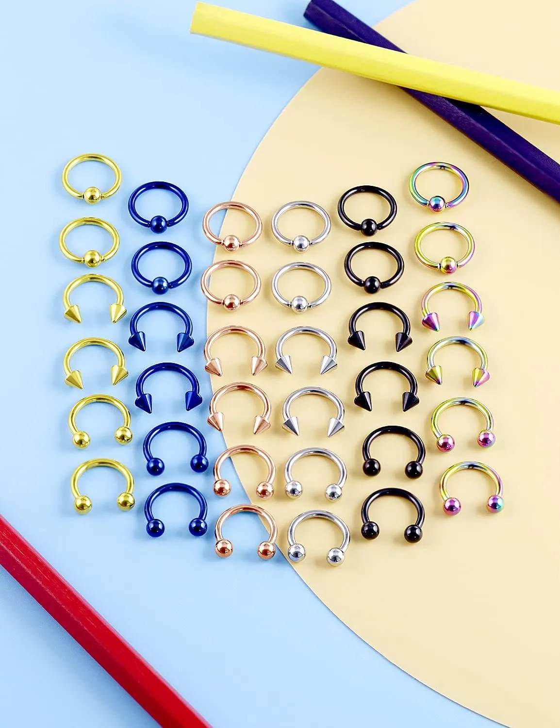 Vsnnsns 12G & 16G Septum Rings - Surgical Steel Septum Piercing Jewelry Horseshoe & Snake Bite Rings, Daith Rook Earrings for Women & Men