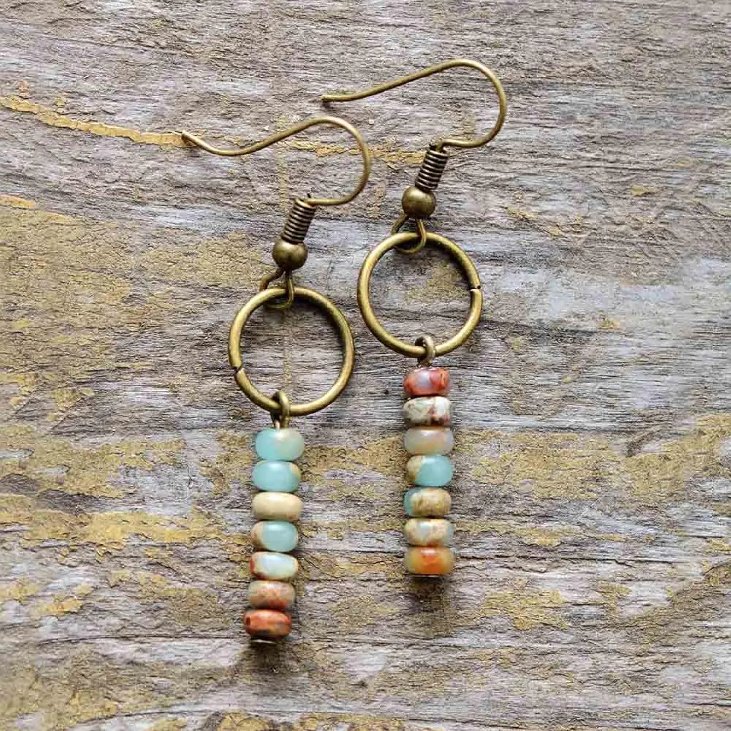 Women's Earrings Vintage Natural Stone Designer Bohemian Dangle Earrings,King Jasper