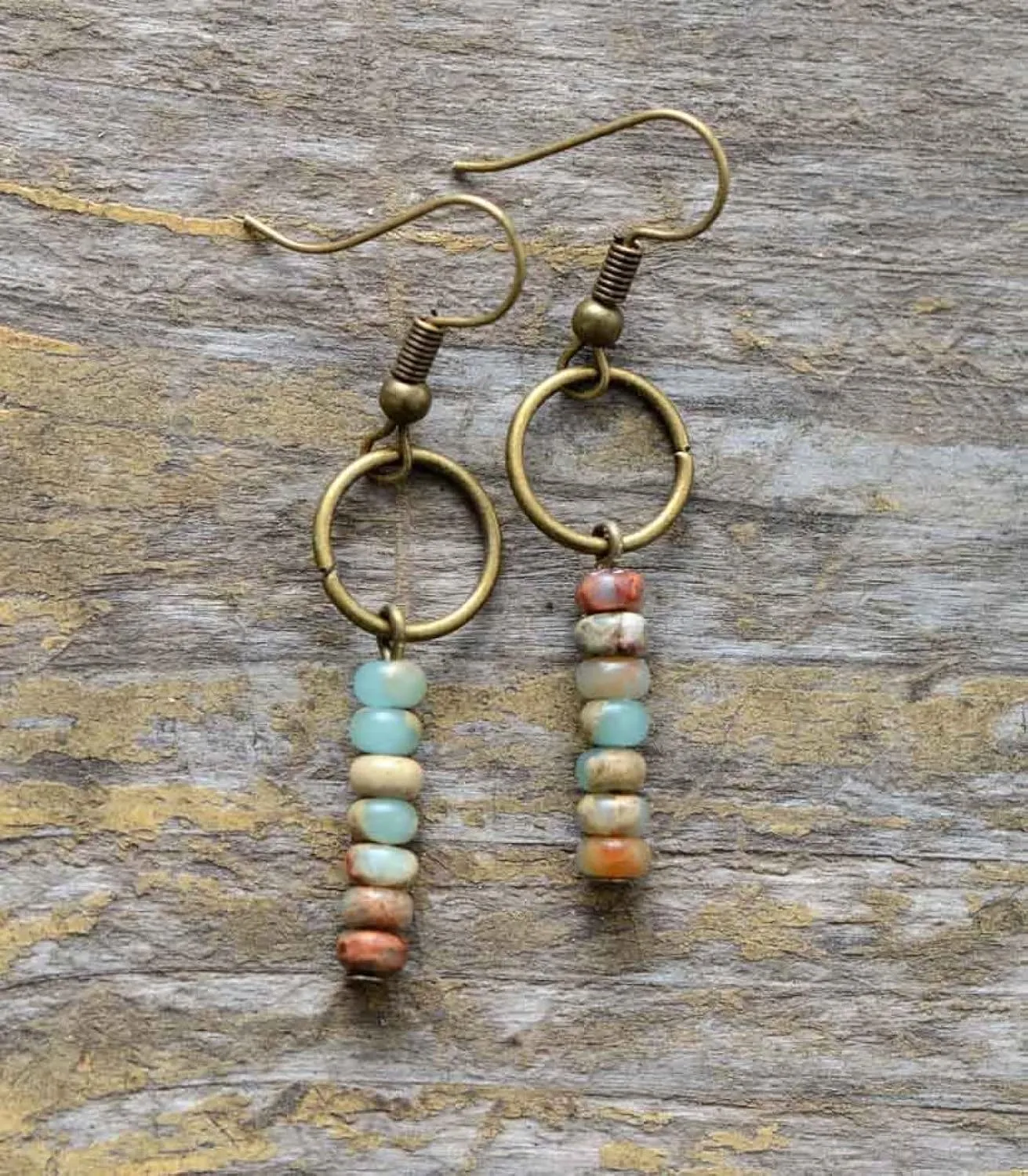 Women's Earrings Vintage Natural Stone Designer Bohemian Dangle Earrings,King Jasper