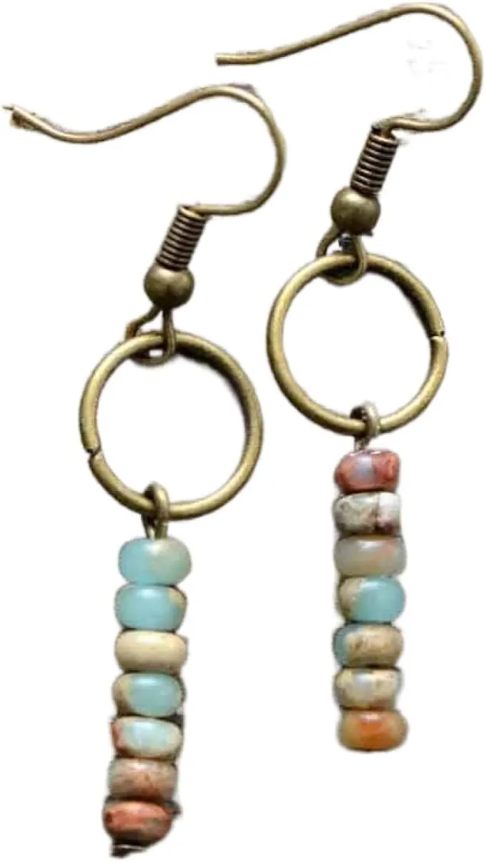 Women's Earrings Vintage Natural Stone Designer Bohemian Dangle Earrings,King Jasper