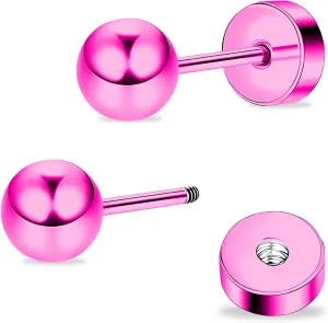 ZDE Women Flat Back Ball Stud Earrings Titanium Hypoallergenic Earrings Stud for Sensitive Ears Simple Classic 3mm-5mm Flat Stud Earring Perfect for Helix Tragus Cartilage Earlobe